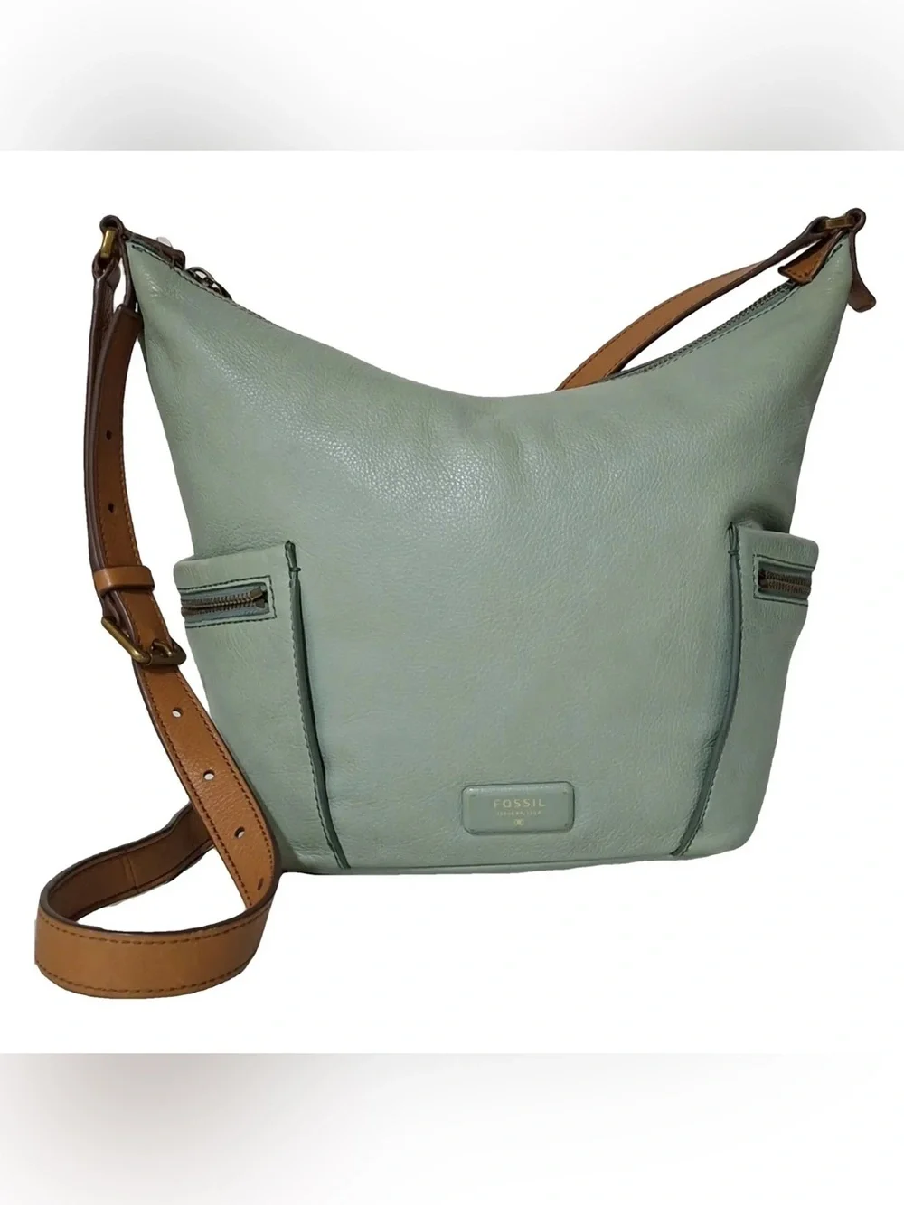 Fossil Leather Sea Green Mint Crossbody Shoulder Bag Boho Tahoe Indie Resortwear